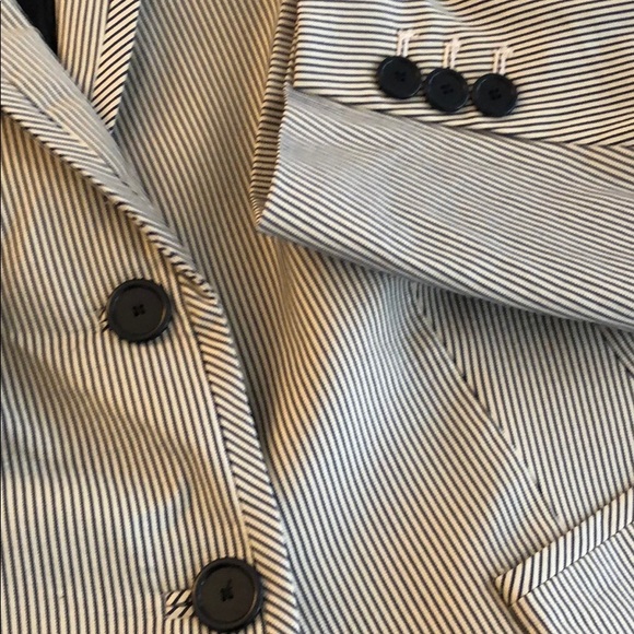 Talbots Navy Striped Blazer with Gathered Back 10P - Picture 3 of 5